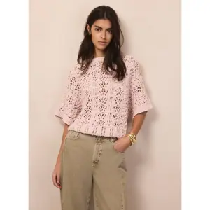 Mint Velvet Pink Open Stitch Batwing Top